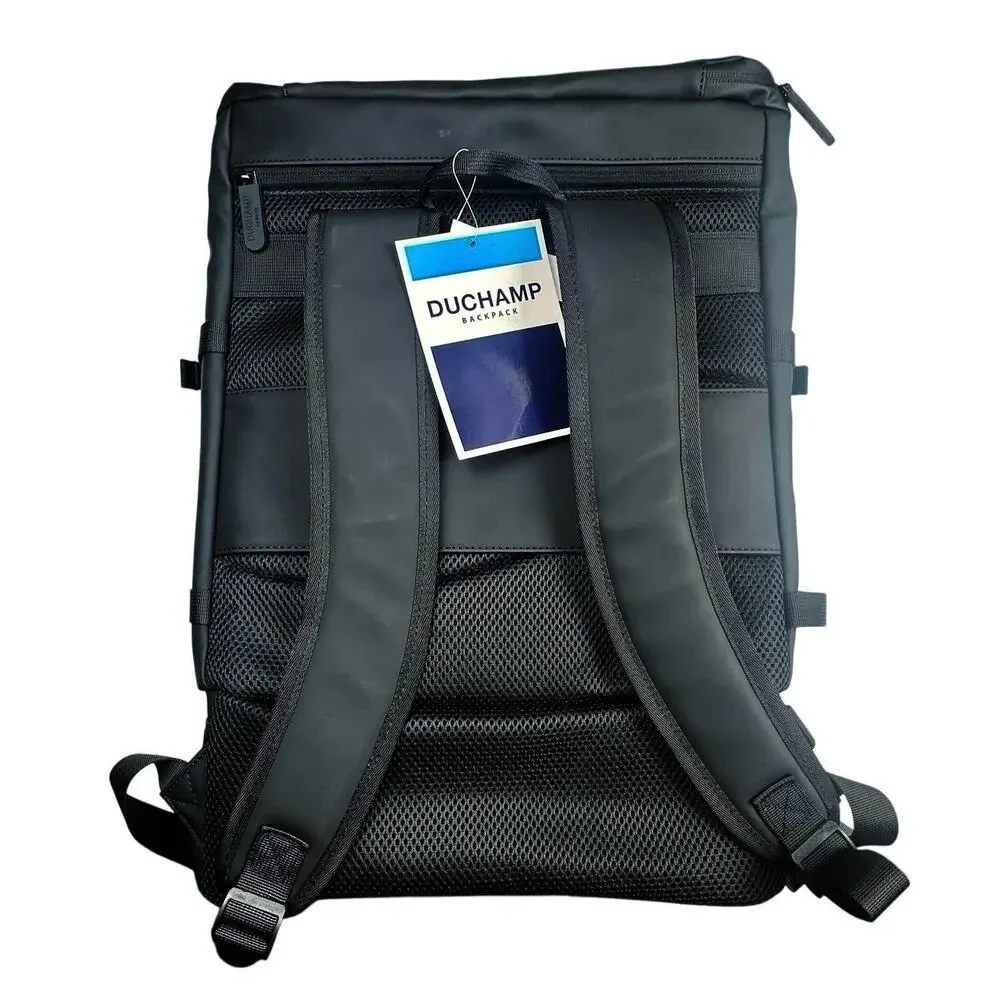 Duchamp London | Men | Black Rubberized Commuter Utility Travel Laptop Backpack